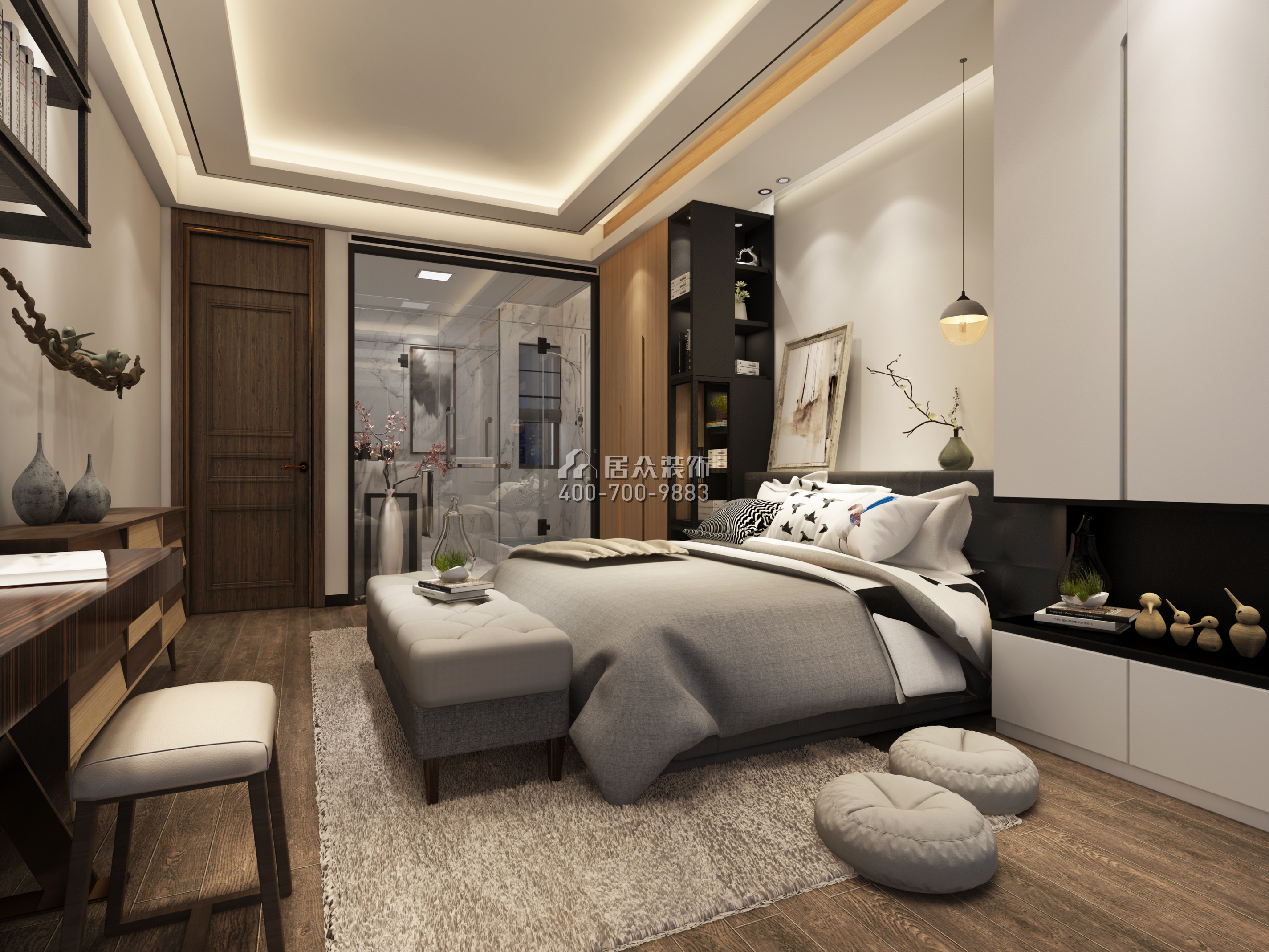 大康福盈门128平方米中式风格平层户型卧室装修效果图