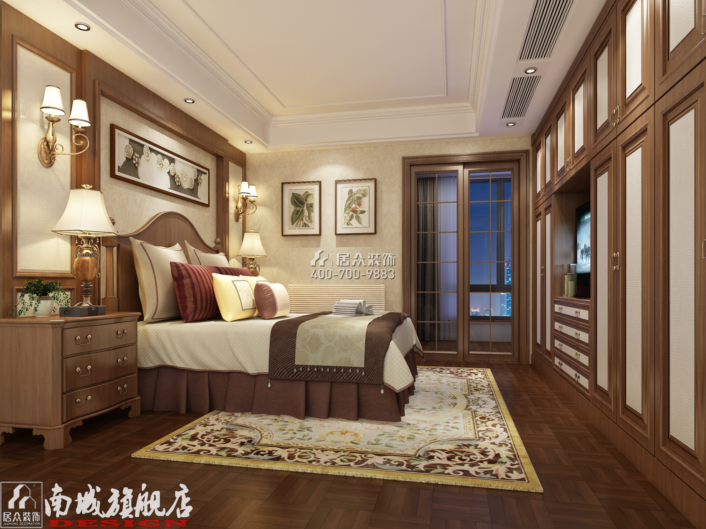 第六都160平方米美式风格平层户型卧室九州平台官方网站（中国）有限公司效果图