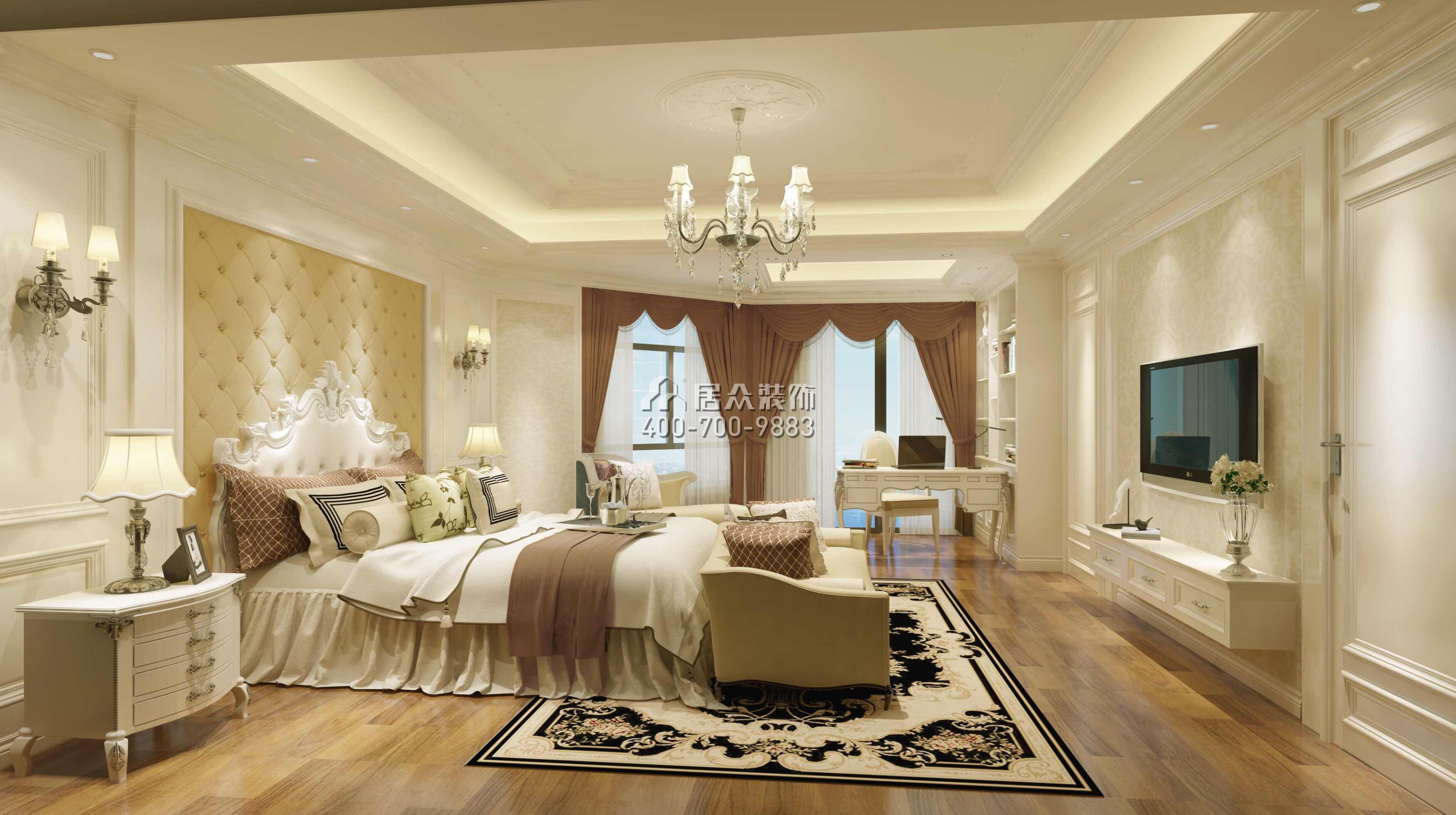 美加广场270平方米欧式风格复式户型卧室装修效果图