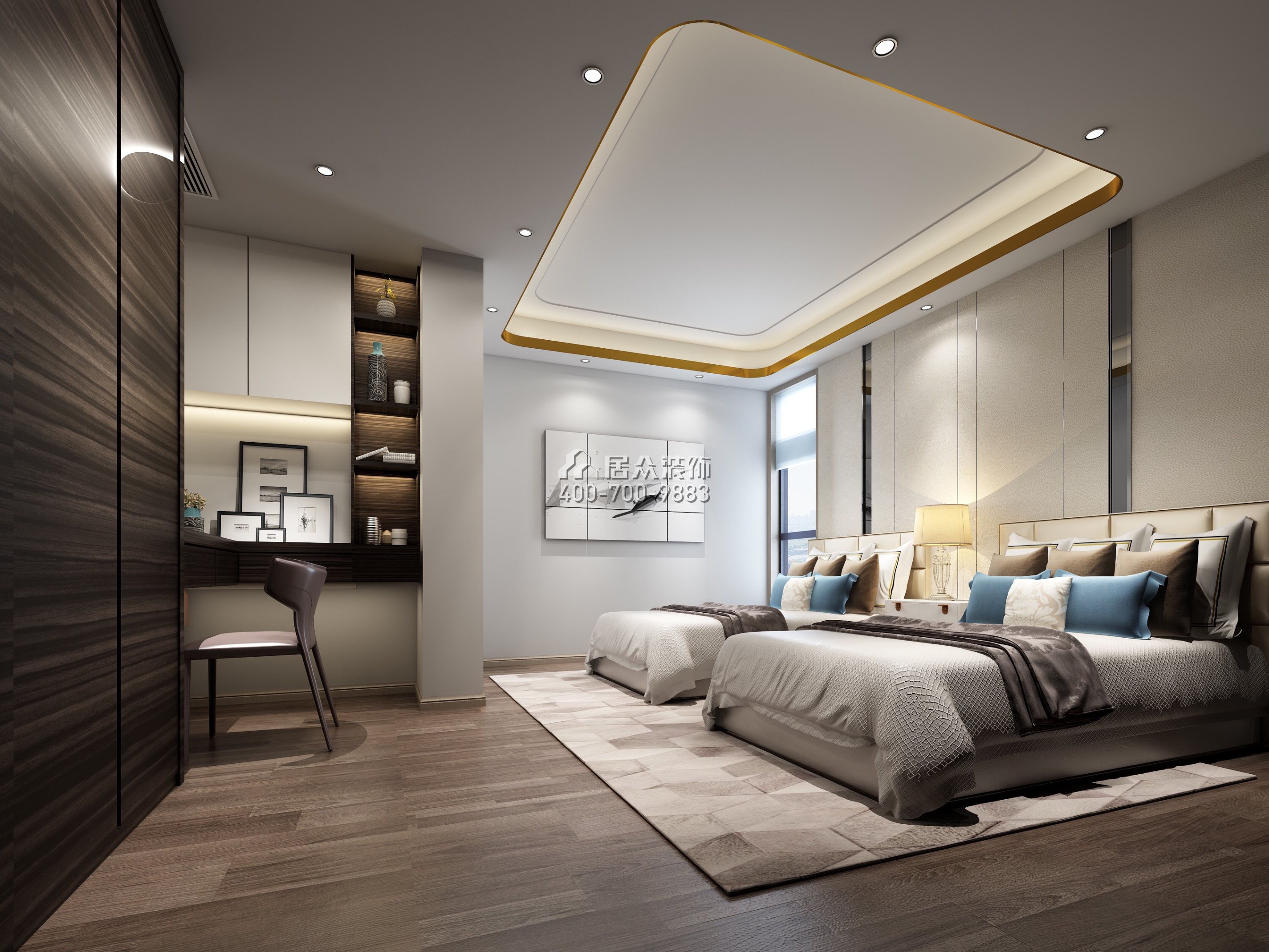 安柏丽晶180平方米现代简约风格平层户型卧室装修效果图