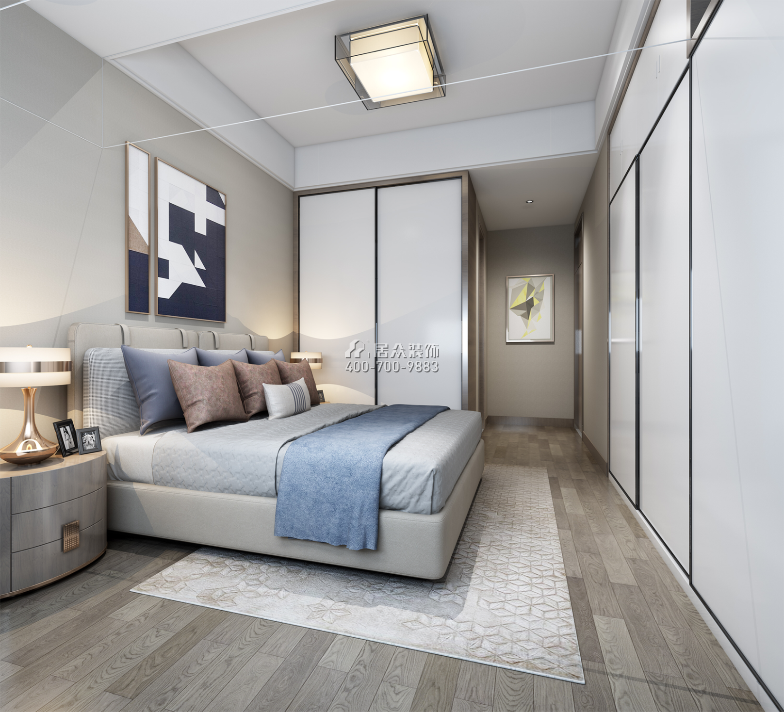華潤城一期88平方米現代簡約風格平層戶型臥室裝修效果圖