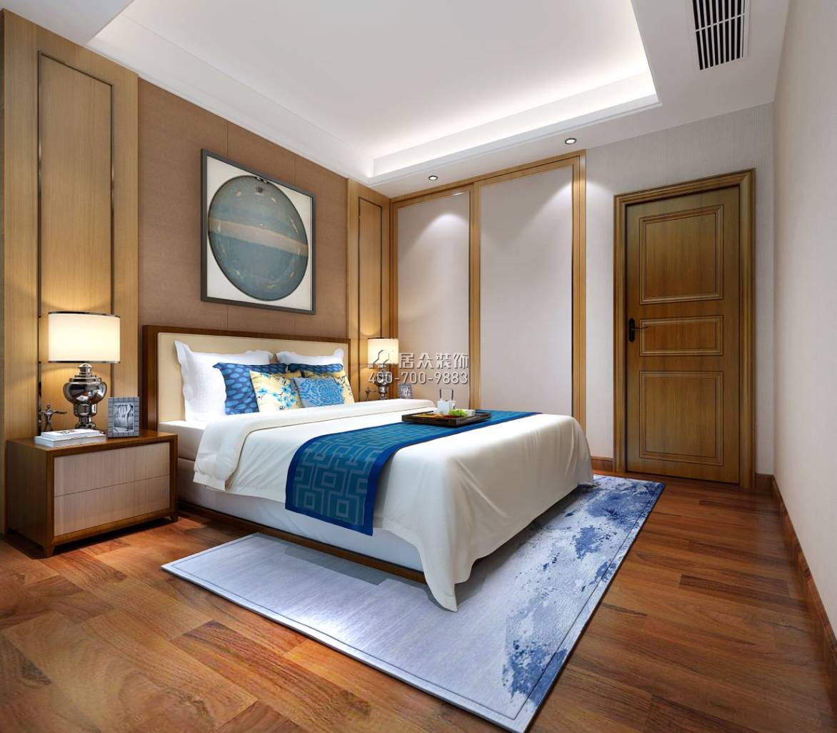 中信水岸城226平方米中式风格平层户型卧室kok电竞平台效果图