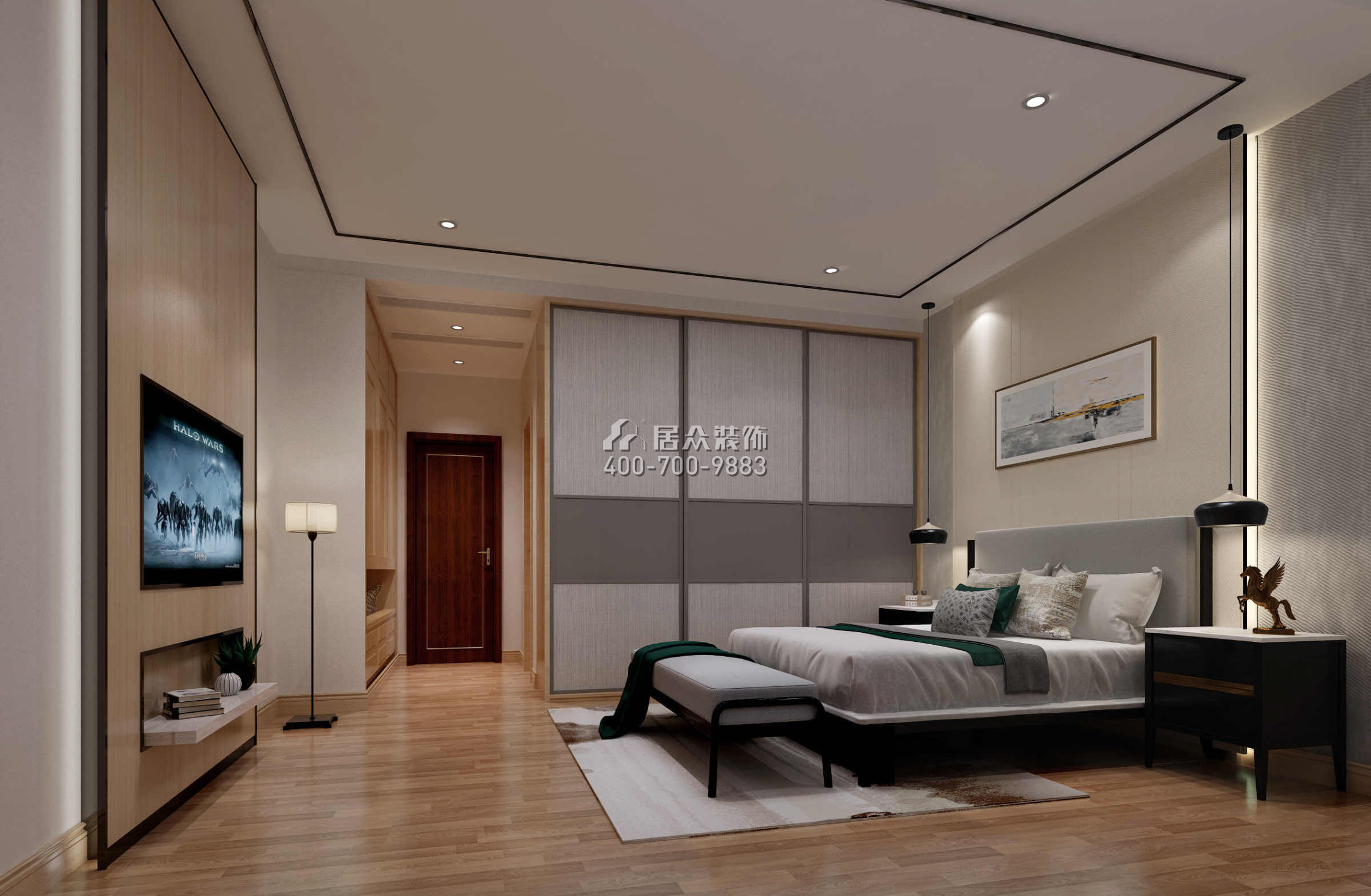 君御旗峰200平方米中式风格平层户型卧室装修效果图