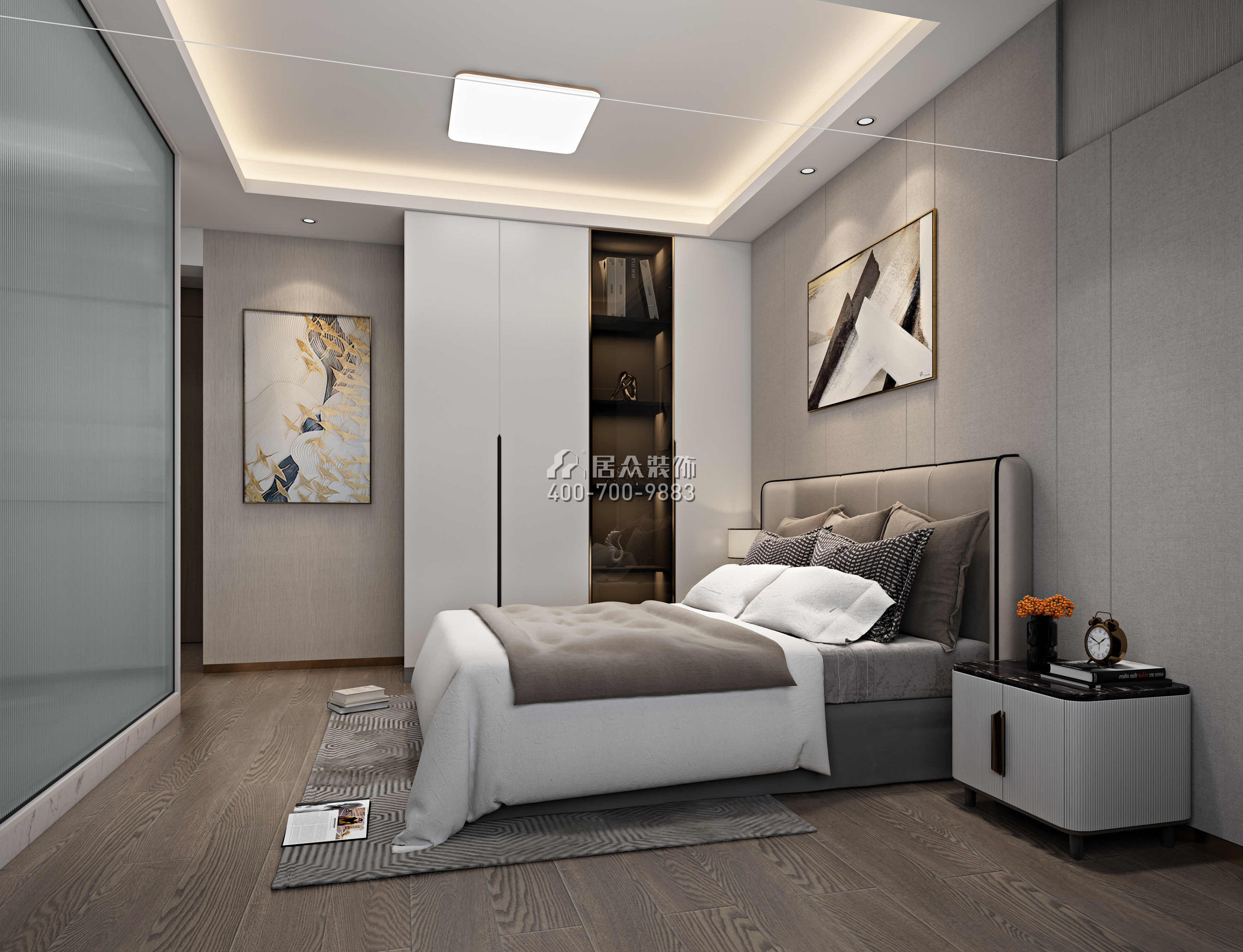 新天鹅堡122平方米现代简约风格平层户型卧室装修效果图