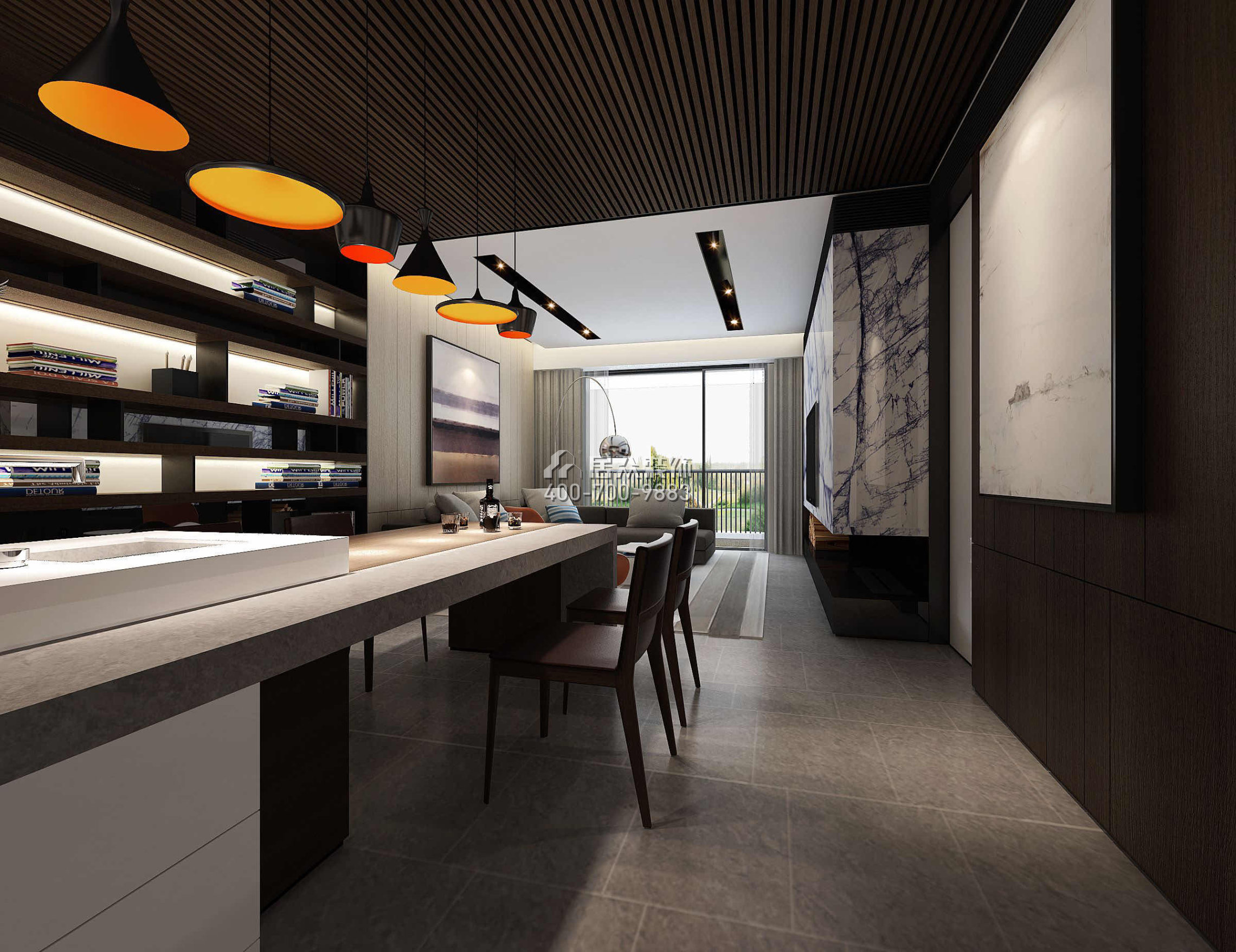 香山美墅三期150平方米现代简约风格平层户型餐厅装修效果图
