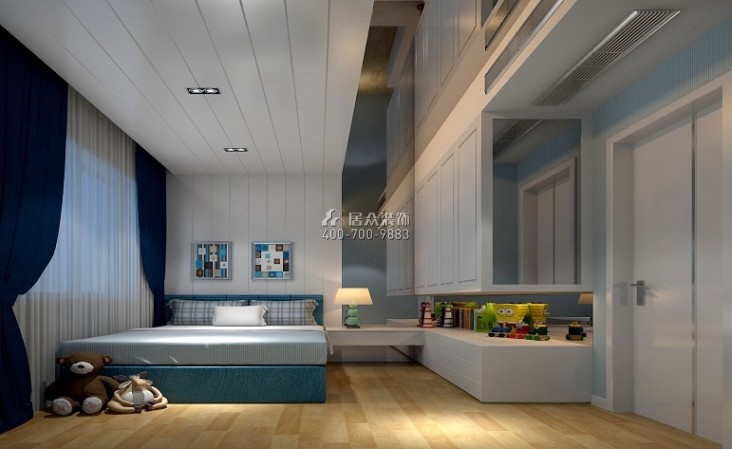 美的君蘭高爾夫420平方米現代簡約風格別墅戶型臥室裝修效果圖