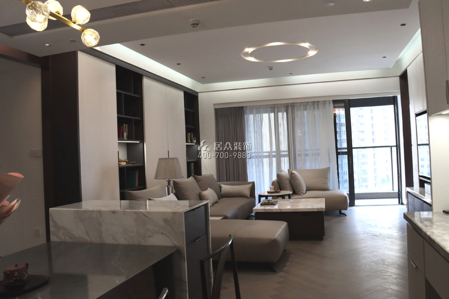 華潤城潤府二期206平方米現代簡約風格平層戶型客廳裝修效果圖