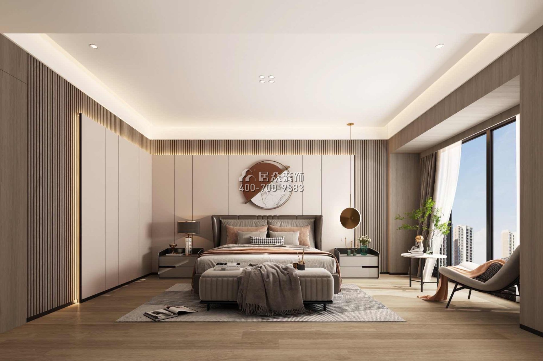 陽光帶海濱城135平方米現代簡約風格平層戶型臥室裝修效果圖