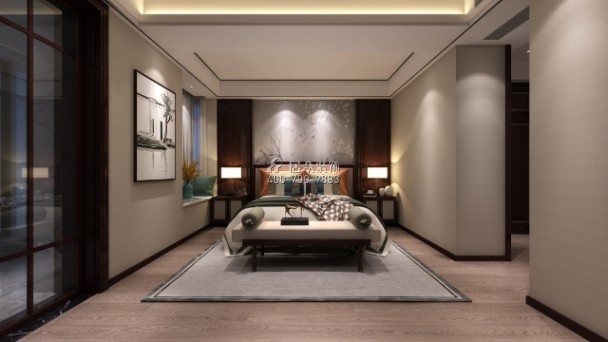 泓鑫城市花园180平方米中式风格平层户型卧室装修效果图