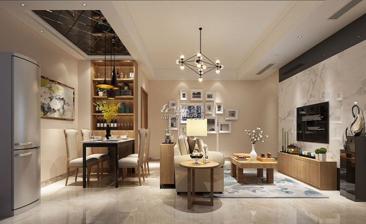 三湘海尚花园二期90平方米现代简约风格平层户型客厅装修效果图