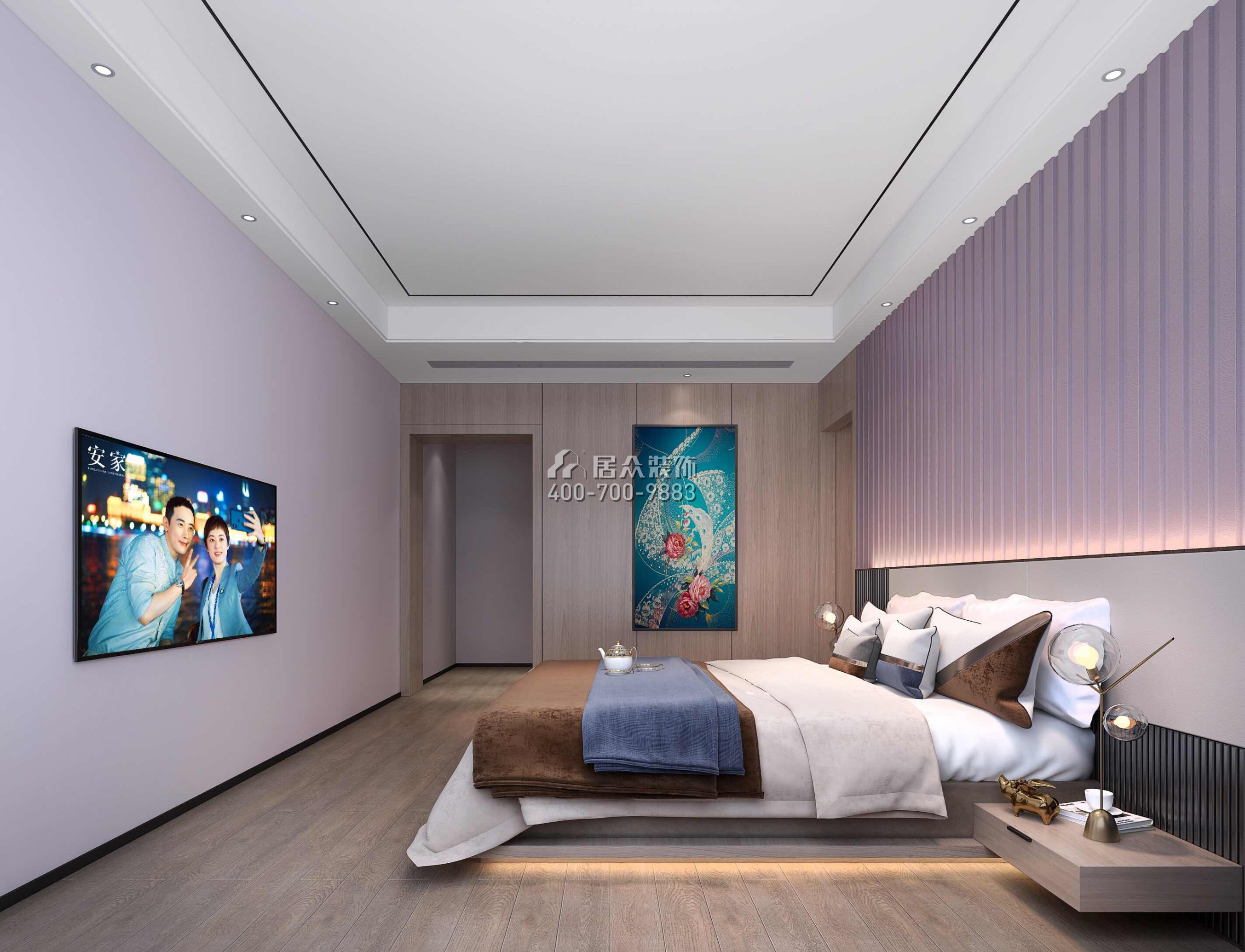 萬科皇馬酈宮241平方米現代簡約風格平層戶型臥室裝修效果圖