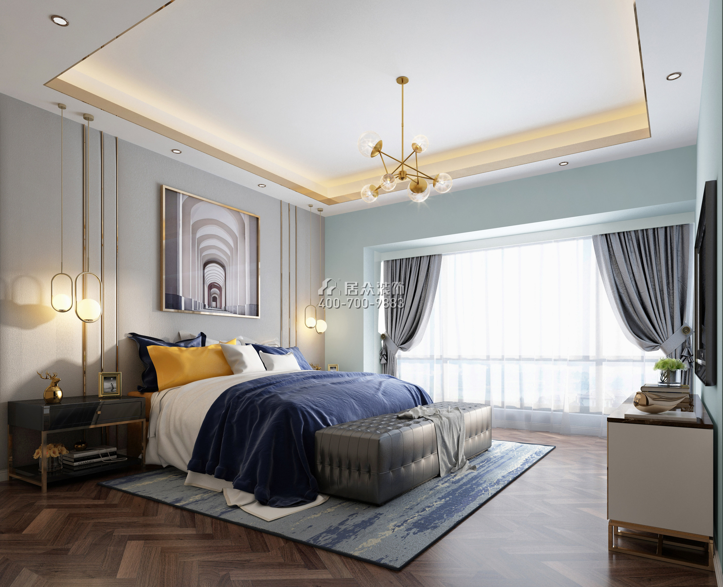 山语清晖140平方米新古典风格平层户型卧室装修效果图