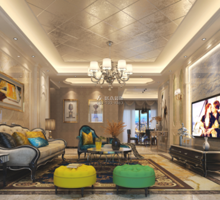流金岁月200平方米欧式风格平层户型客厅装修效果图