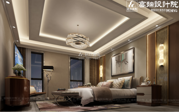万国府250平方米现代简约风格平层户型卧室装修效果图