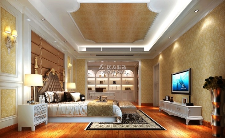 凯景中央首座200平方米欧式风格平层户型卧室装修效果图