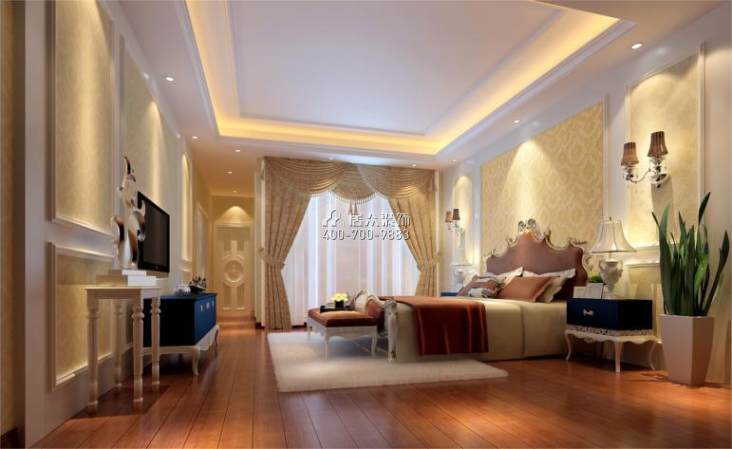 尚东康城330平方米欧式风格别墅户型卧室装修效果图