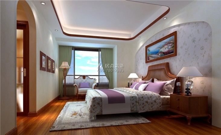 渝高香洲160平方米美式风格平层户型卧室装修效果图