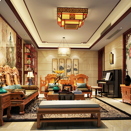 大康福盈门160平方米中式风格平层户型客厅装修效果图