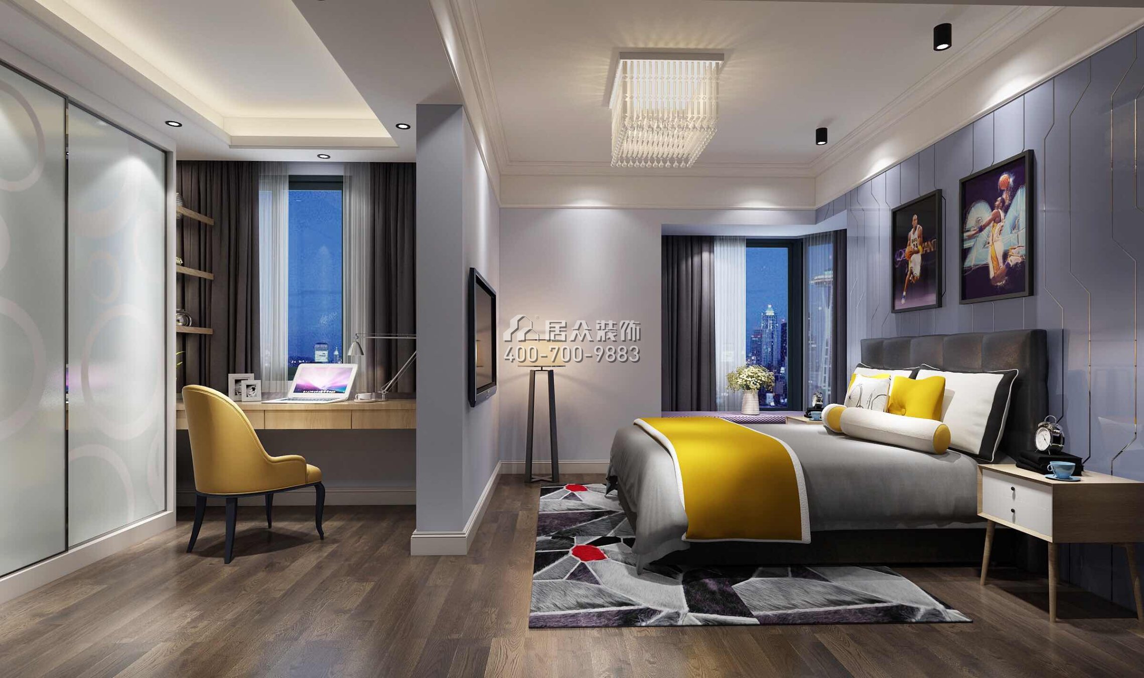 碧桂園220平方米現代簡約風格平層戶型臥室裝修效果圖