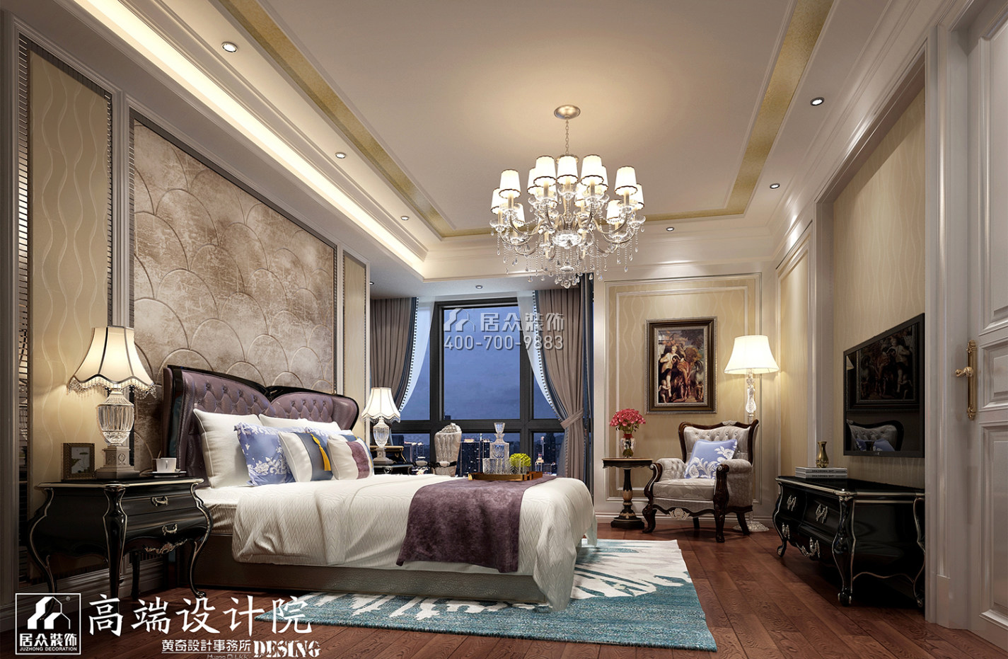 复地180平方米新古典风格平层户型卧室装修效果图