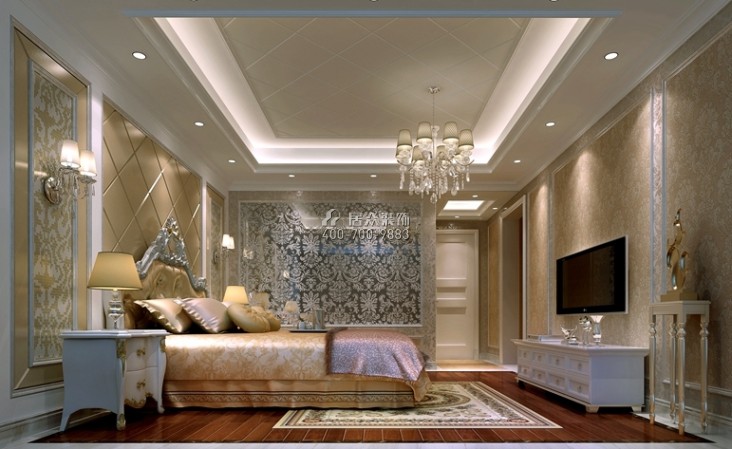 曦城六期200平方米歐式風格平層戶型臥室裝修效果圖