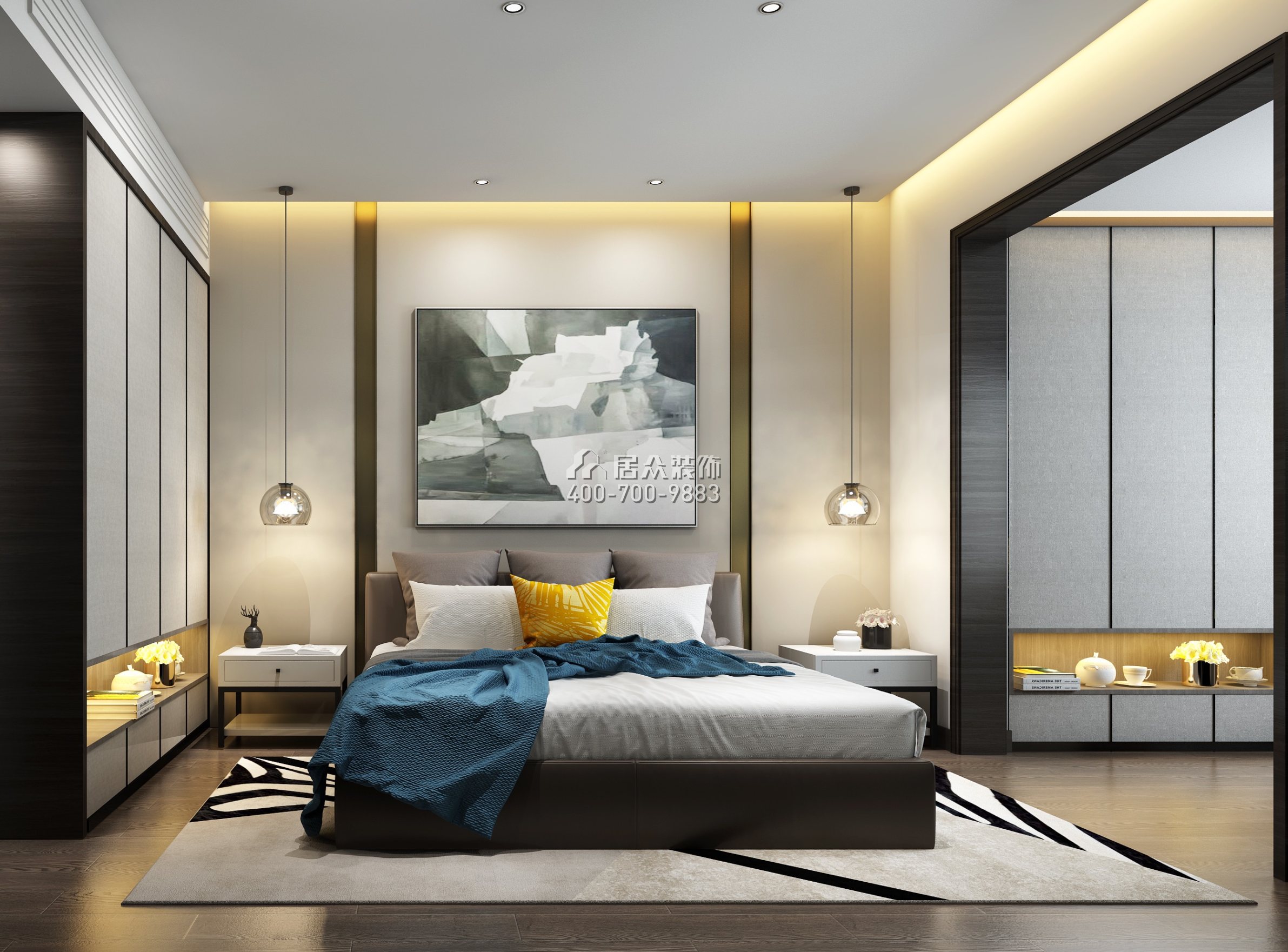 銀湖藍山潤園二期260平方米現代簡約風格平層戶型臥室裝修效果圖