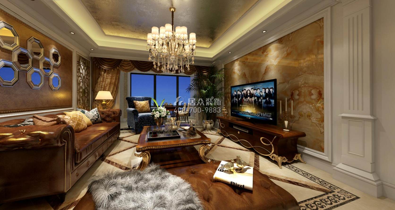 五矿紫湖香醍150平方米欧式风格平层户型客厅装修效果图