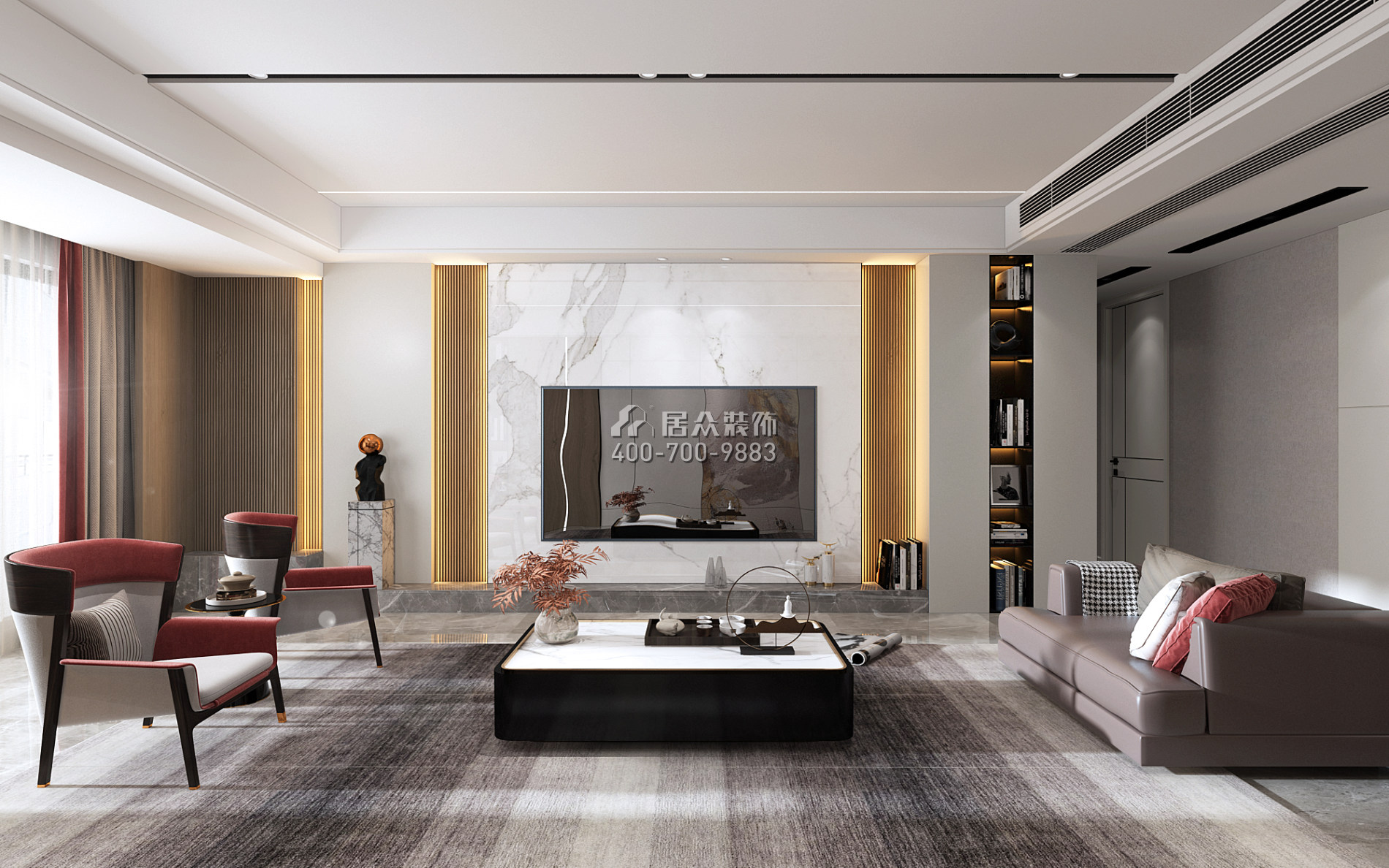 君華御庭189平方米現代簡約風格平層戶型客廳裝修效果圖