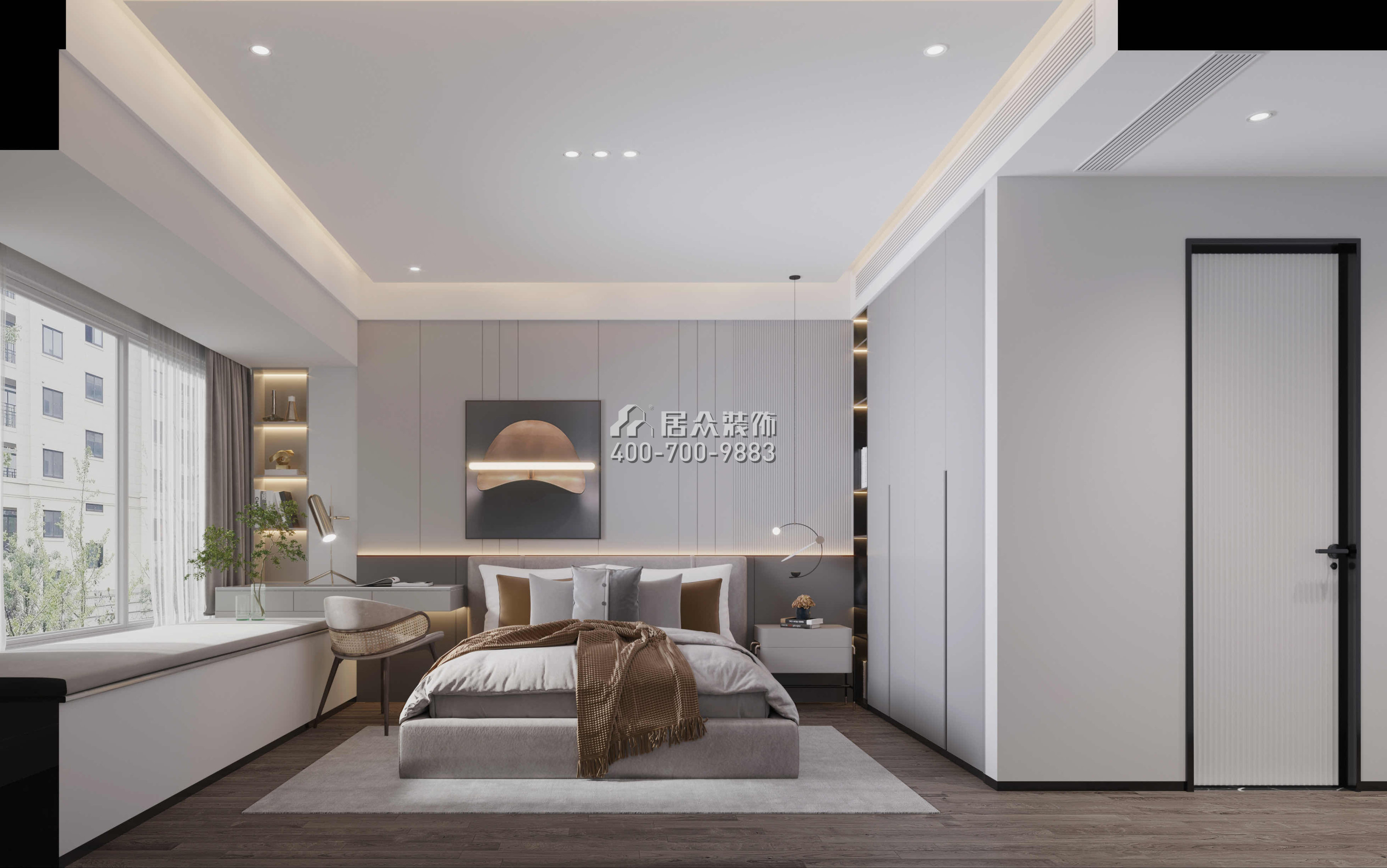 天健天驕南苑123平方米現代簡約風格平層戶型臥室裝修效果圖