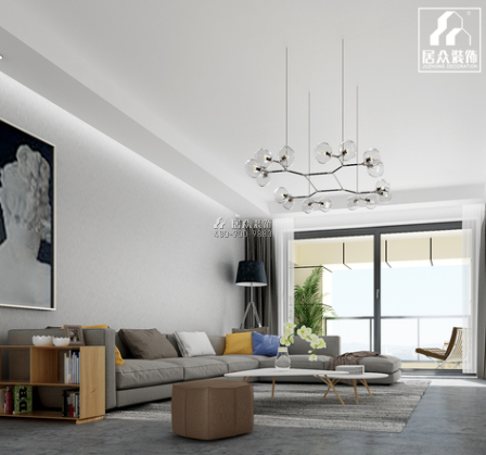 湘江一号260平方米现代简约风格平层户型客厅装修效果图