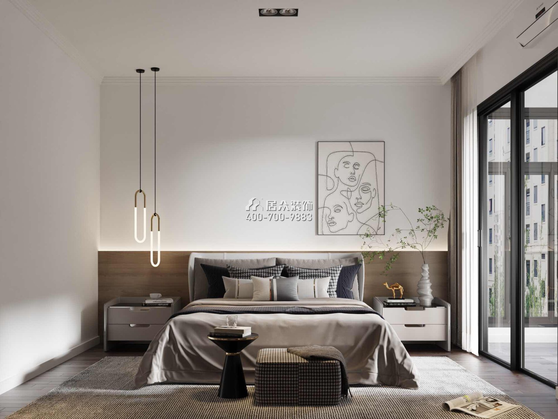 新锦安雅园193平方米现代简约风格平层户型卧室装修效果图