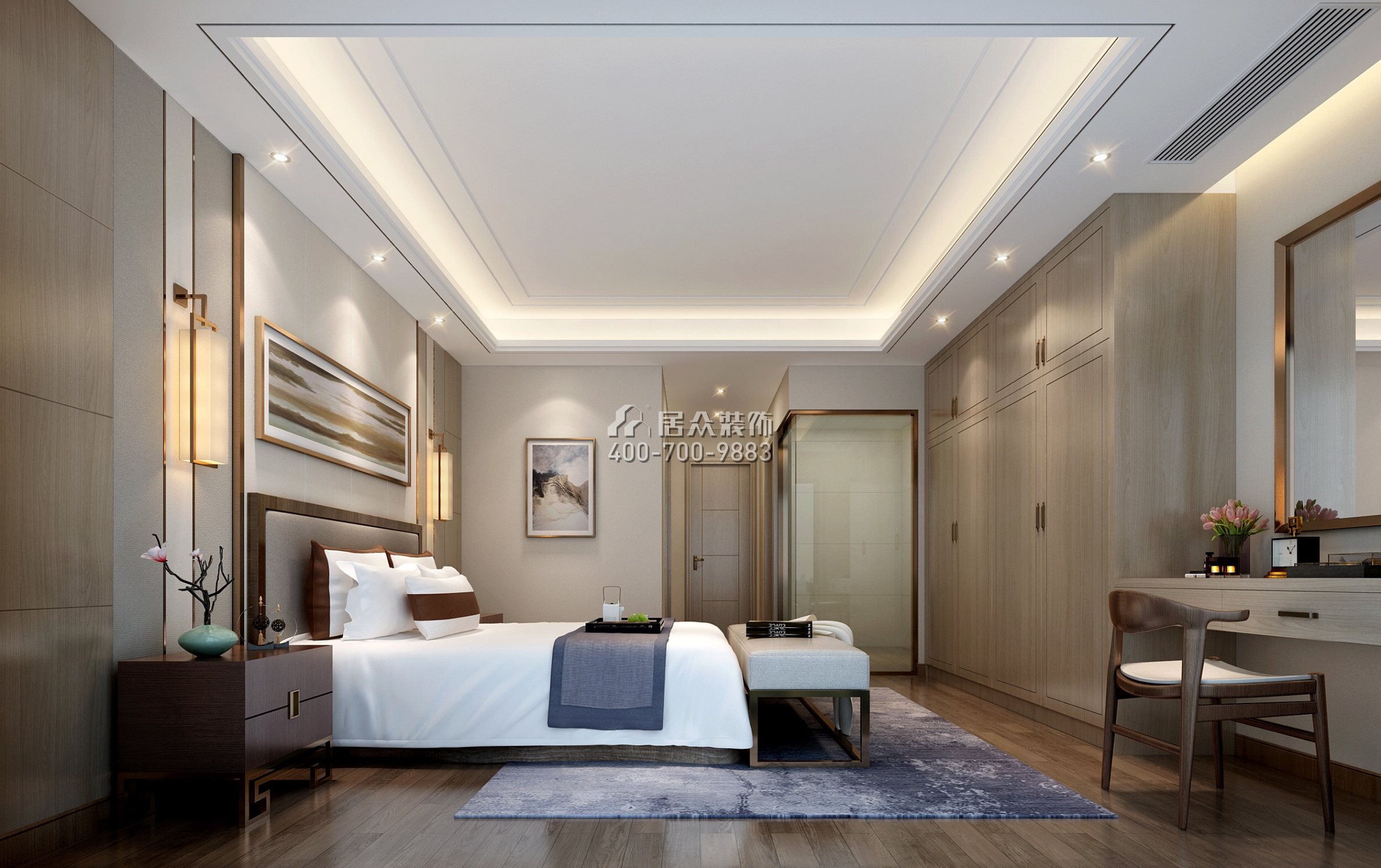 海逸豪庭尚都二区266平方米中式风格别墅户型卧室装修效果图