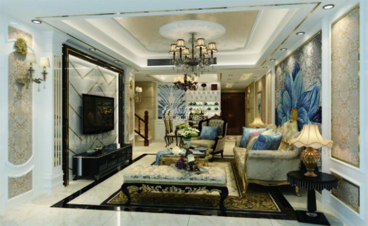 尚东雅轩198平方米欧式风格复式户型客厅装修效果图