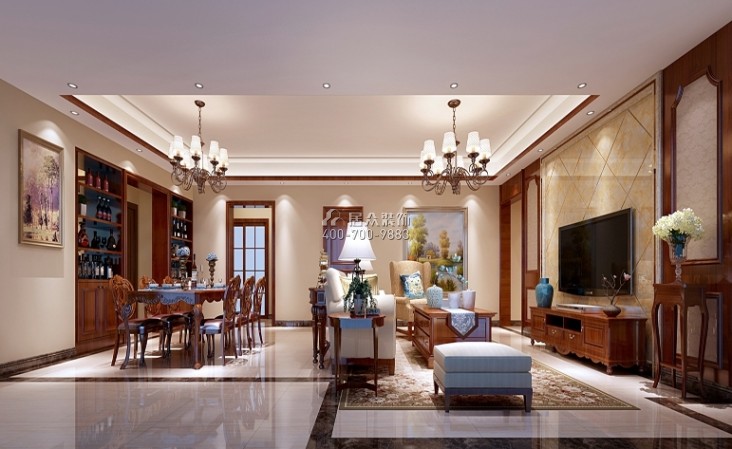 珊瑚天峰120平方米现代简约风格平层户型客厅装修效果图