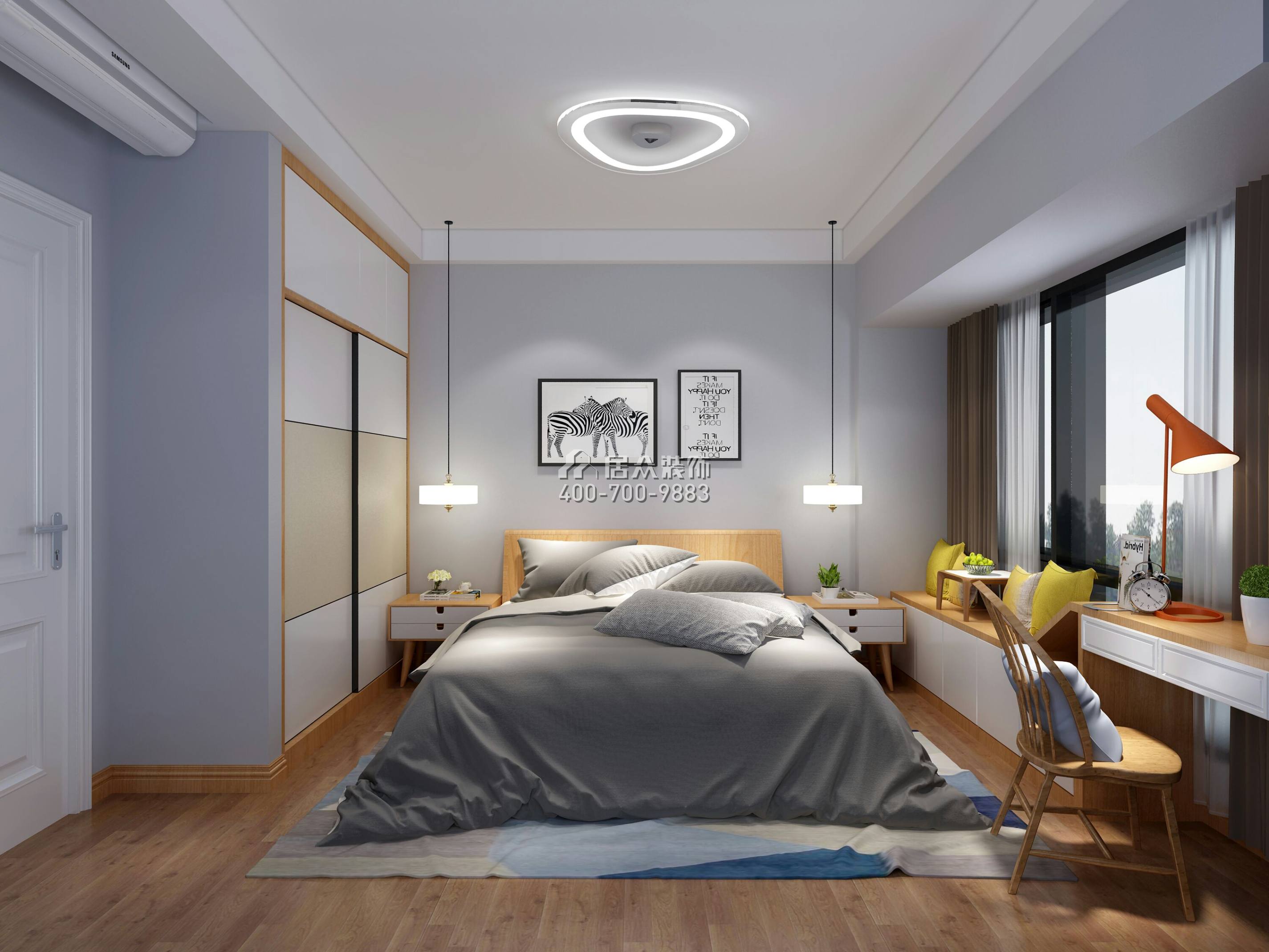 联投东方华府二期79平方米北欧风格平层户型卧室装修效果图