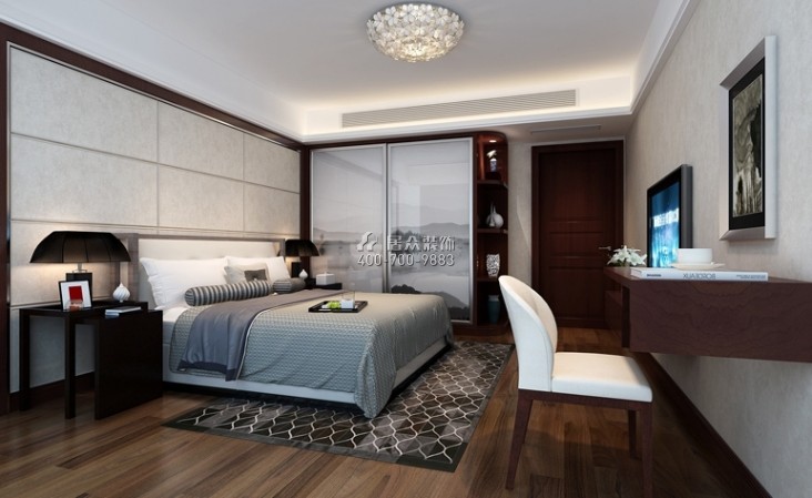 龙湖九墅260平方米中式风格复式户型卧室装修效果图