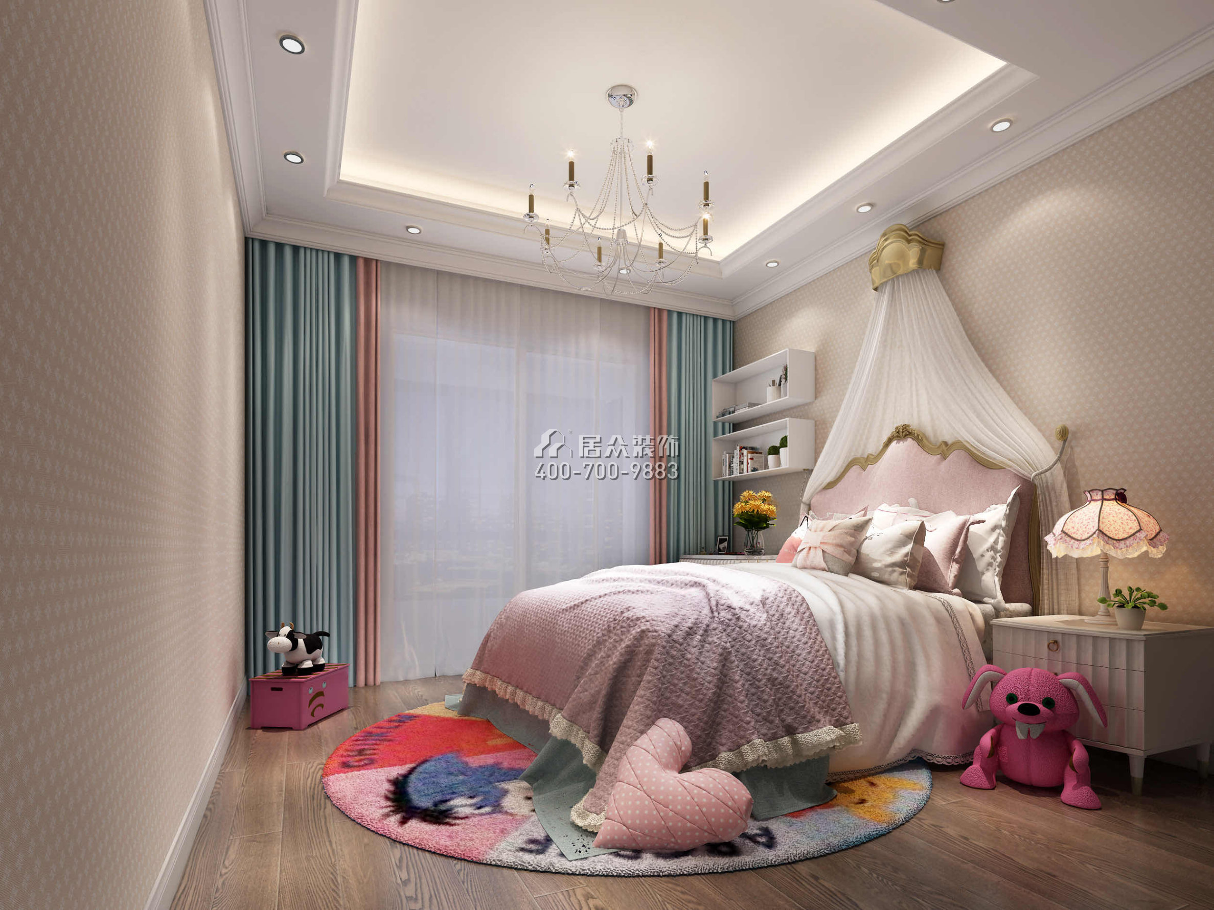 香山美墅五期165平方米中式风格平层户型卧室装修效果图
