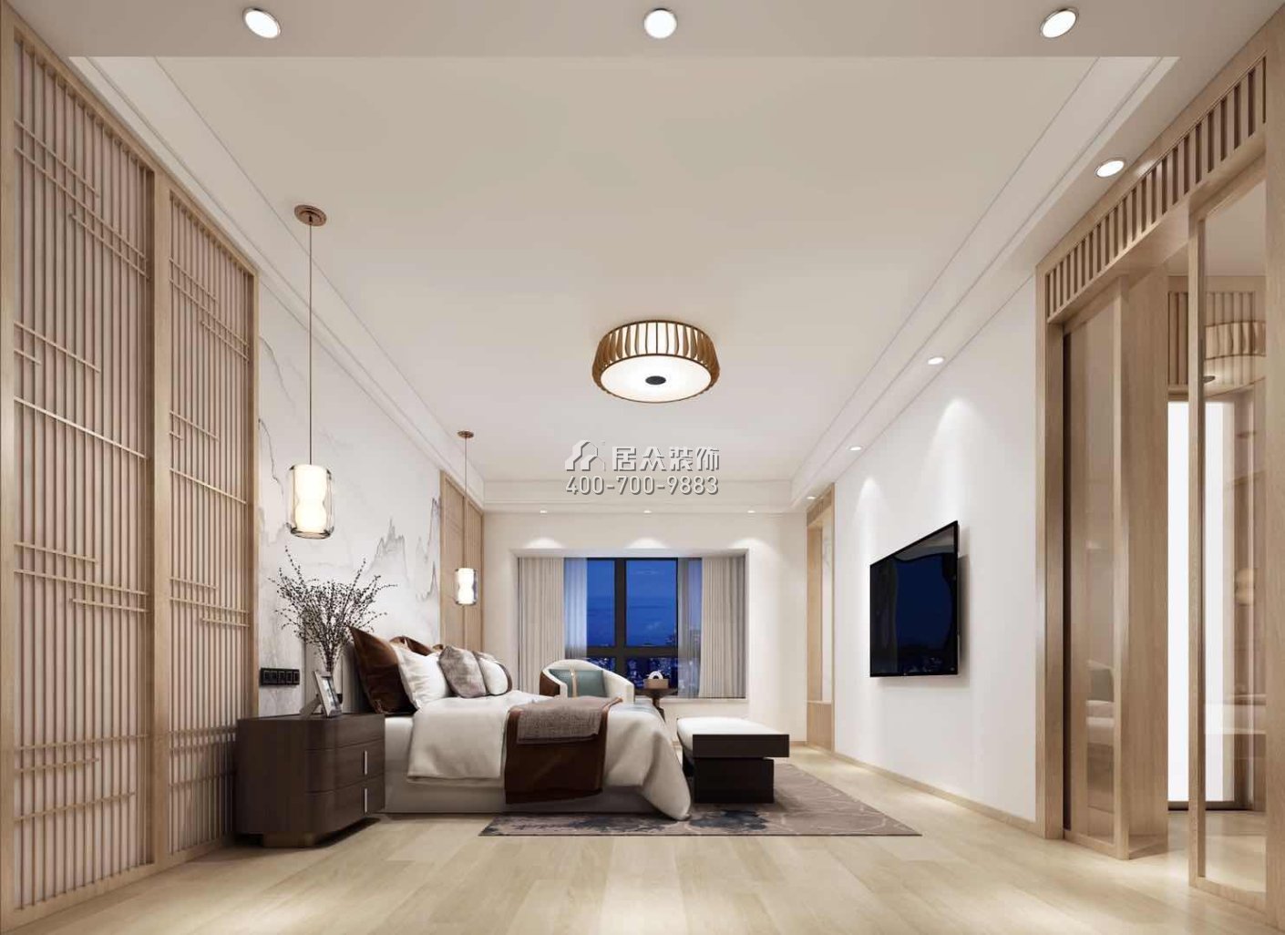 中海银海湾460平方米中式风格复式户型卧室装修效果图