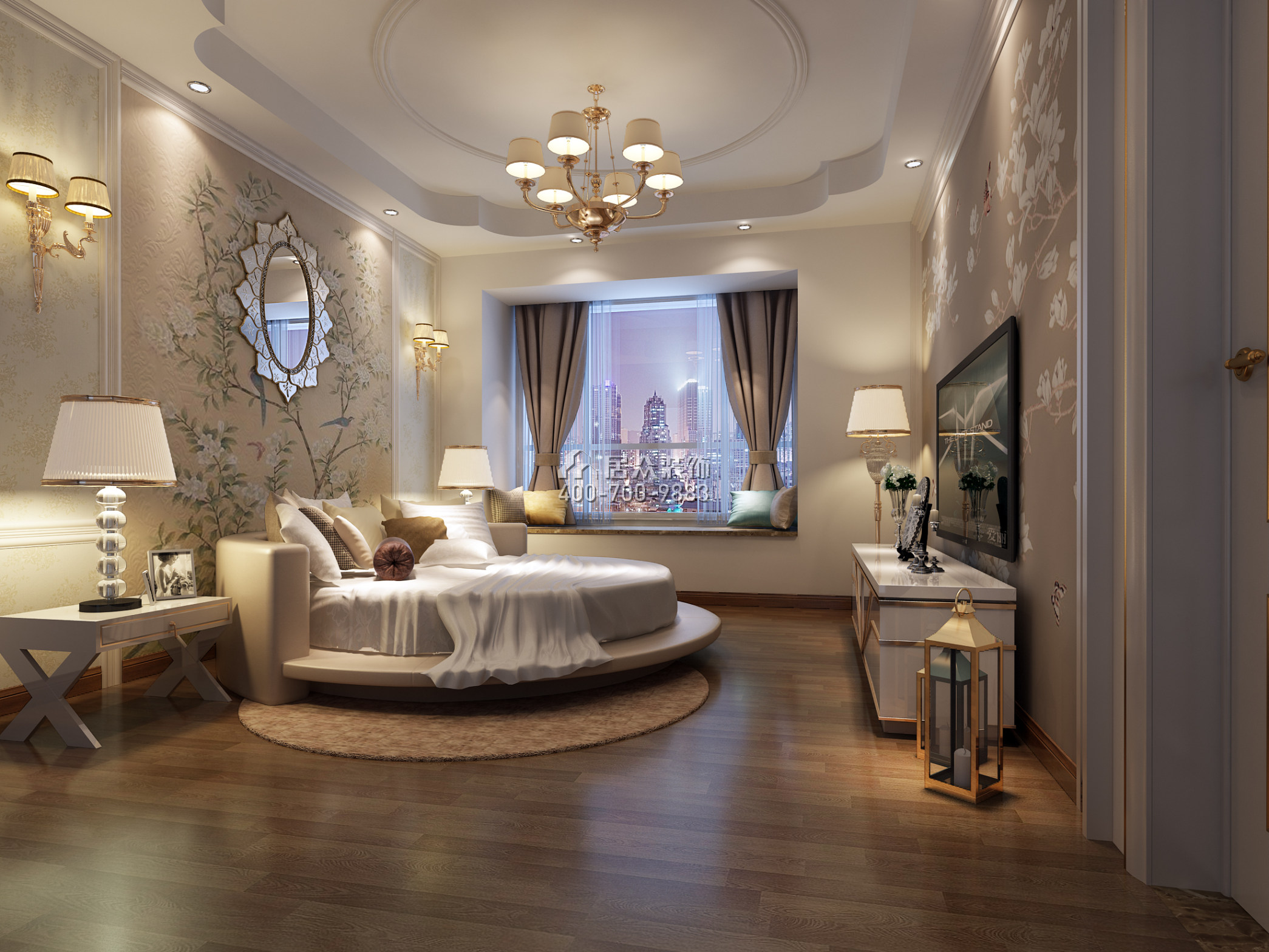 招商卡達凱斯140平方米歐式風格平層戶型臥室裝修效果圖