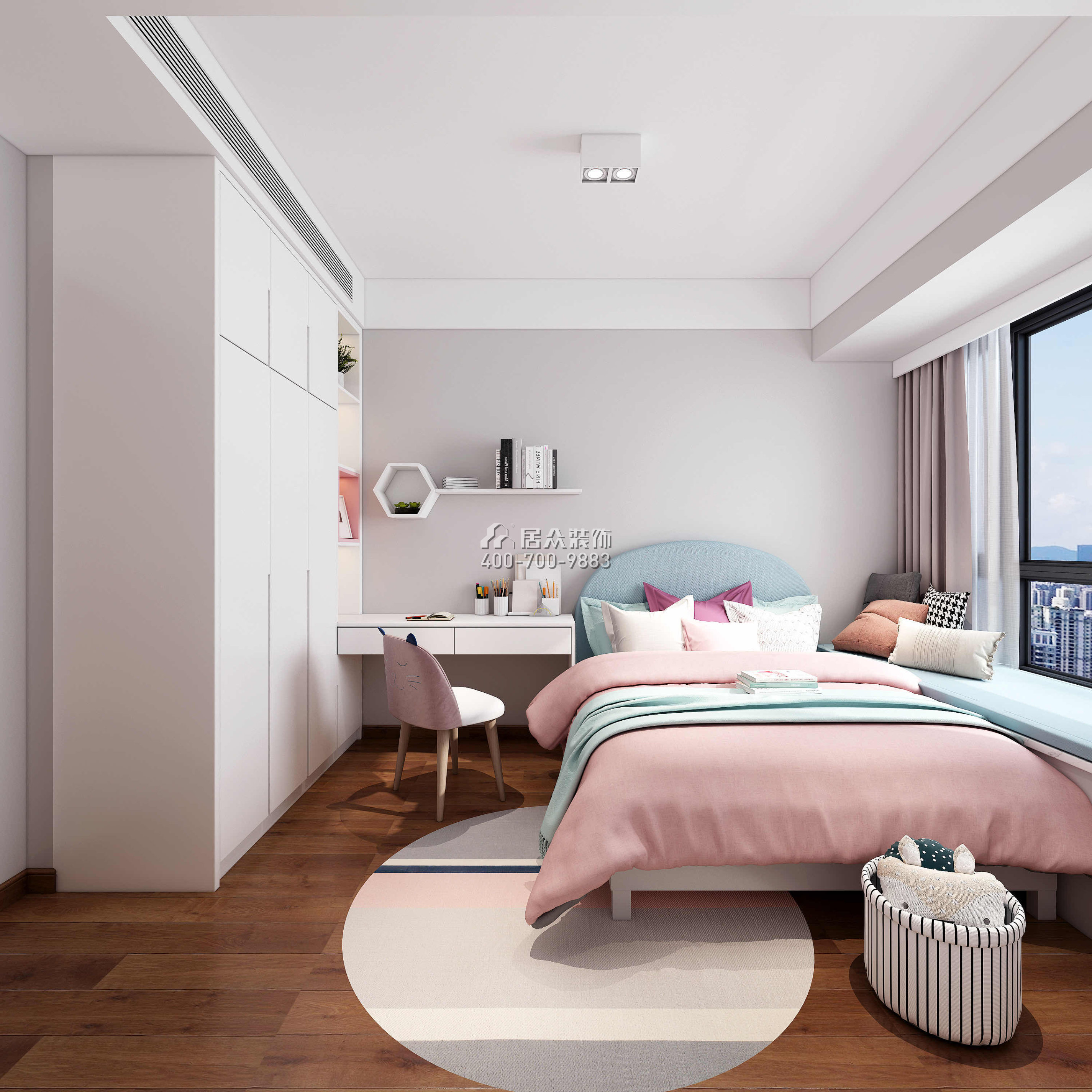 中森公园华府124平方米现代简约风格平层户型卧室装修效果图