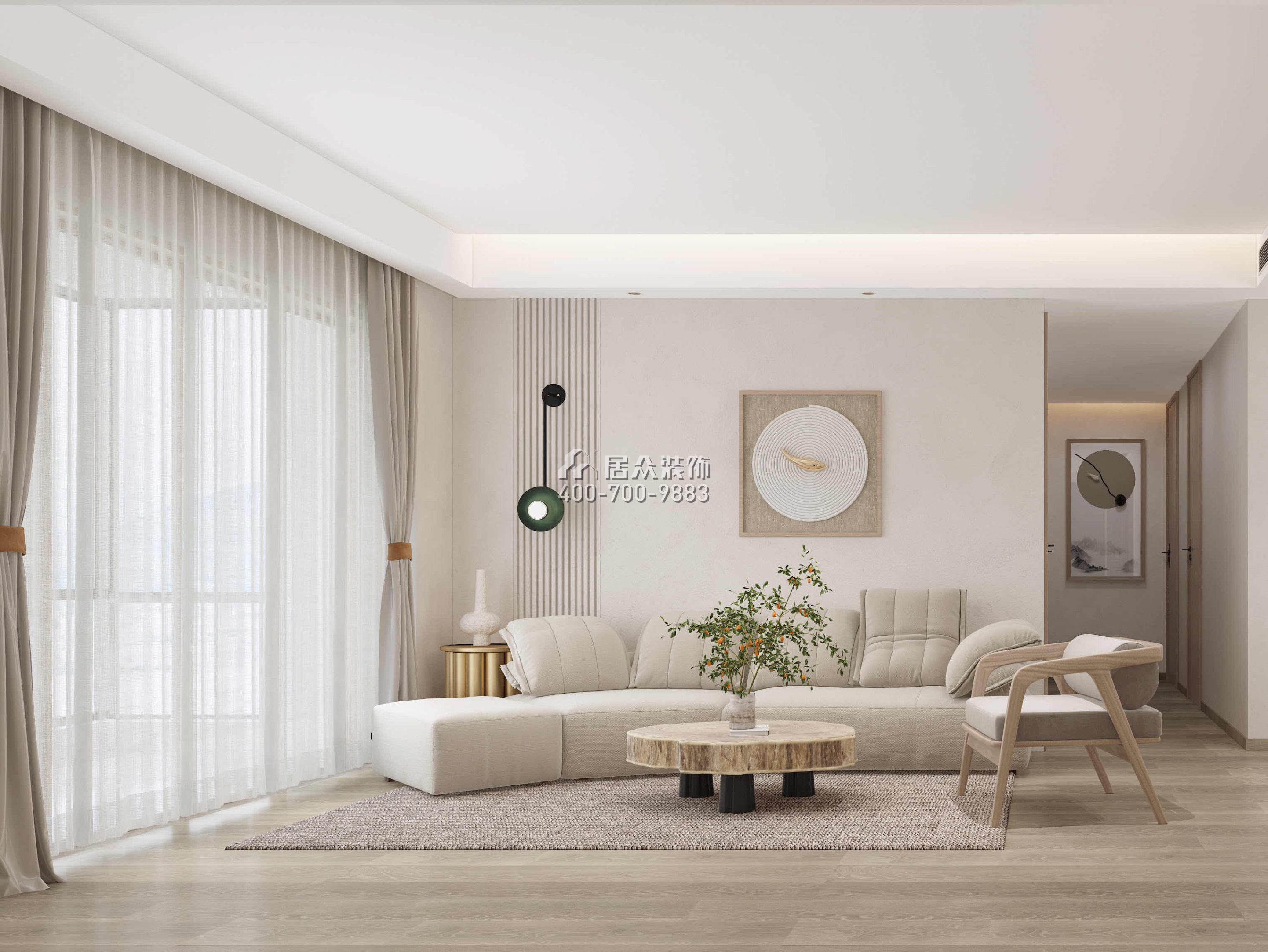 星河明居115平方米現代簡約風格平層戶型客廳裝修效果圖