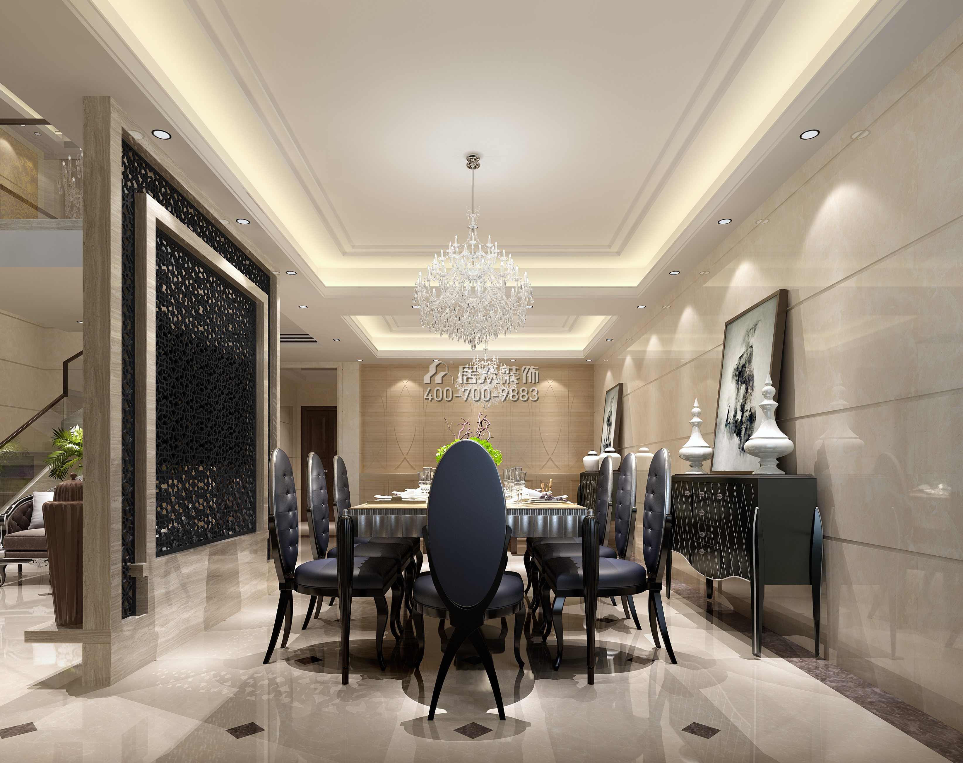 黃埔雅苑二期268平方米新古典風格復式戶型餐廳裝修效果圖