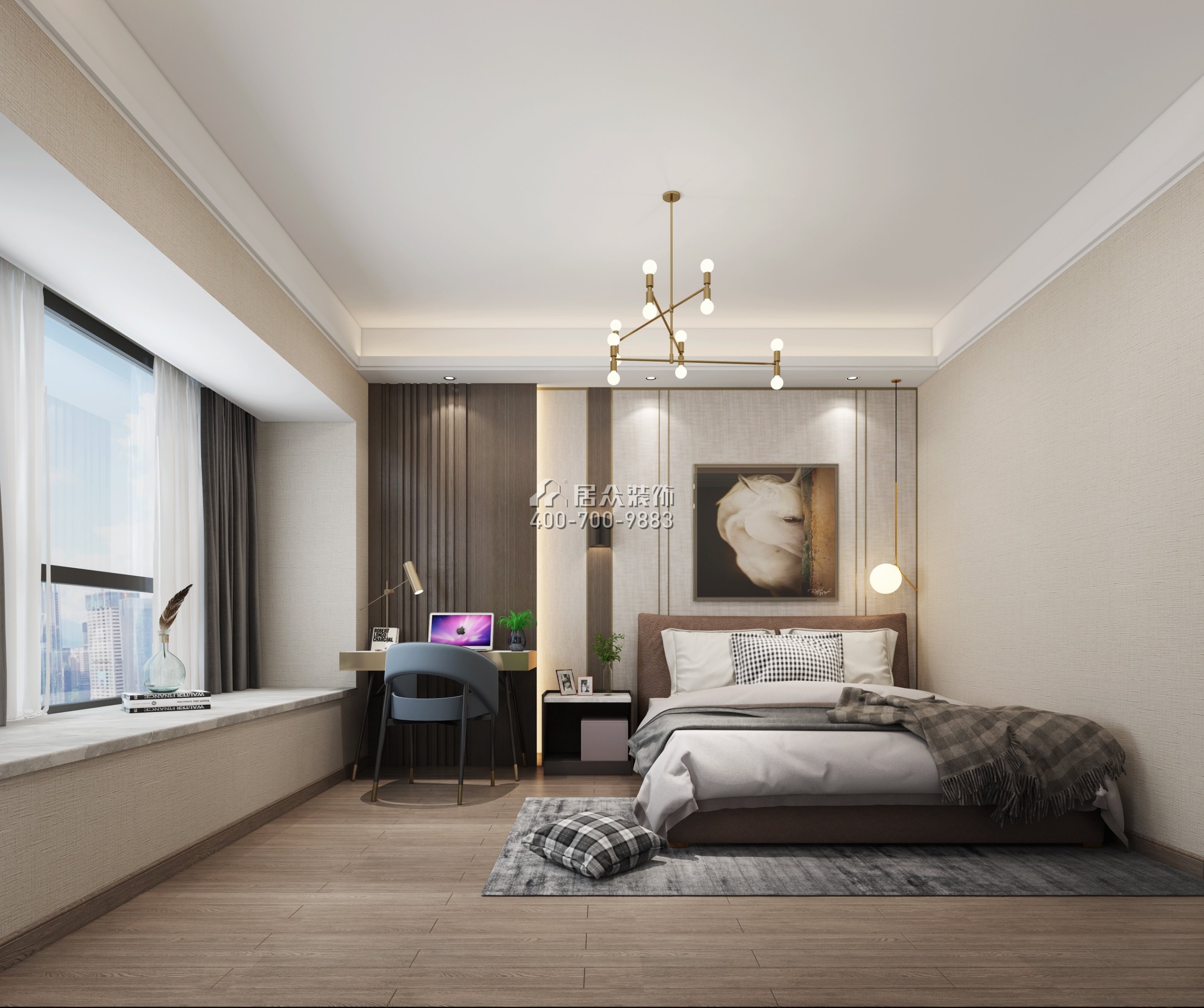 睿智華庭150平方米現代簡約風格平層戶型臥室裝修效果圖
