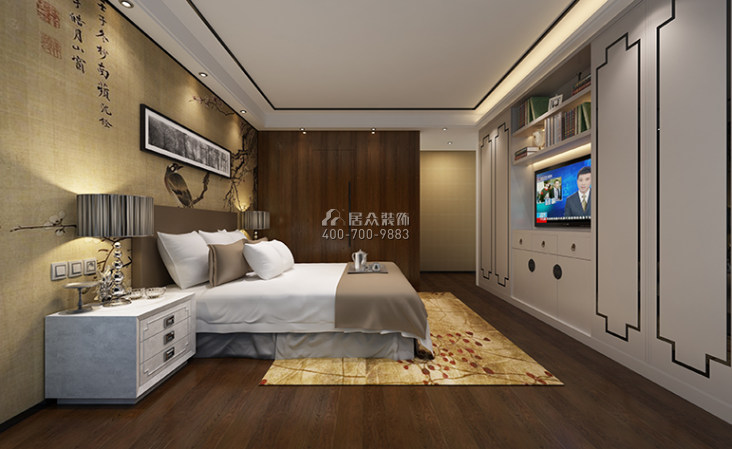 明海雅苑140平方米中式风格平层户型卧室装修效果图