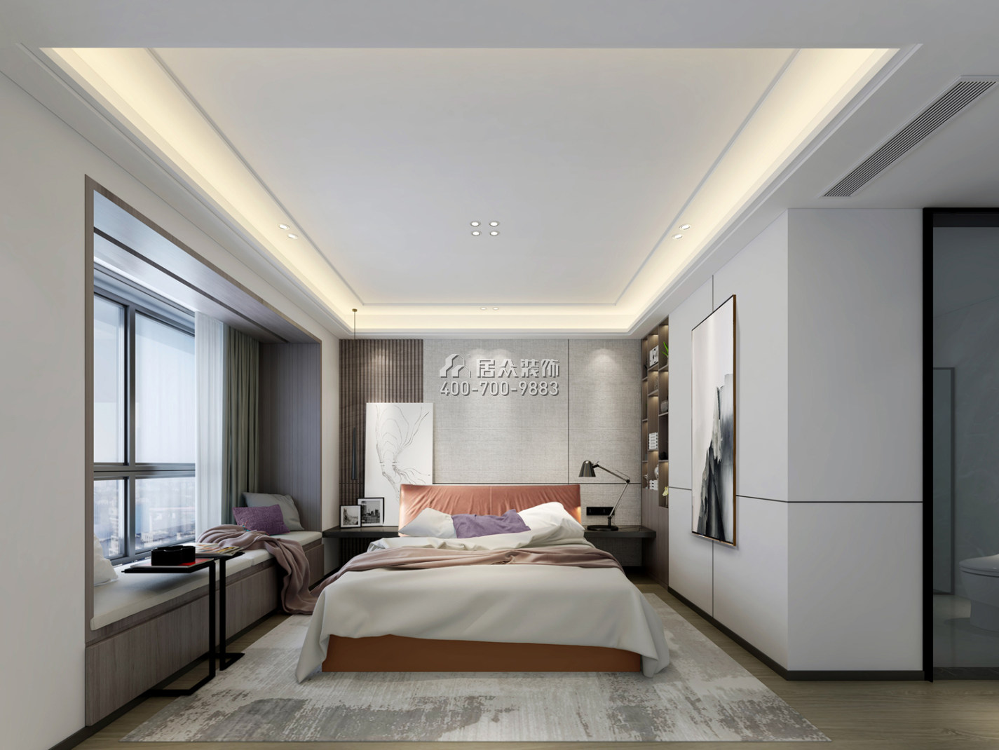 壹方商业中心二期342平方米中式风格平层户型卧室装修效果图