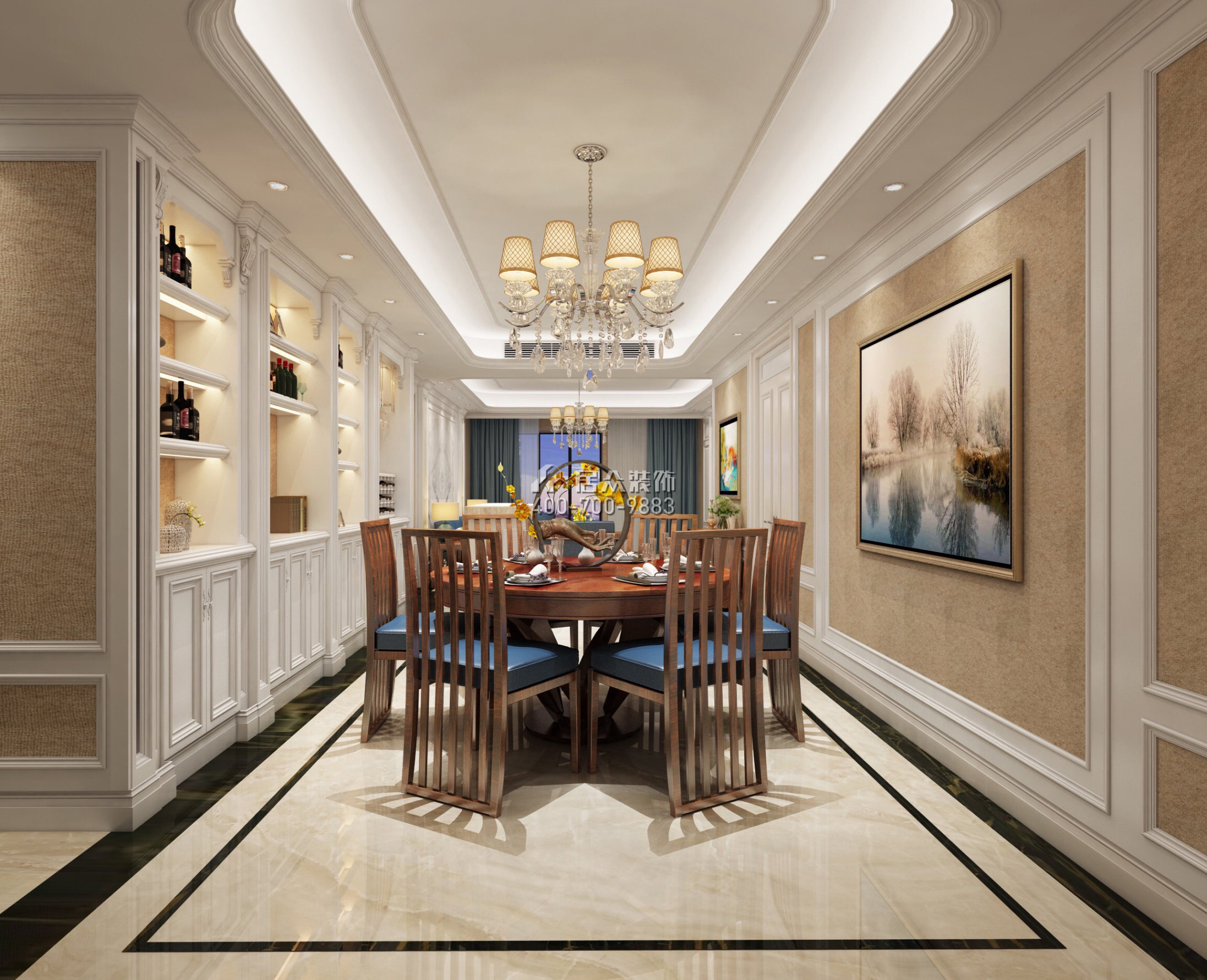 大康福盈门179平方米欧式风格平层户型餐厅装修效果图