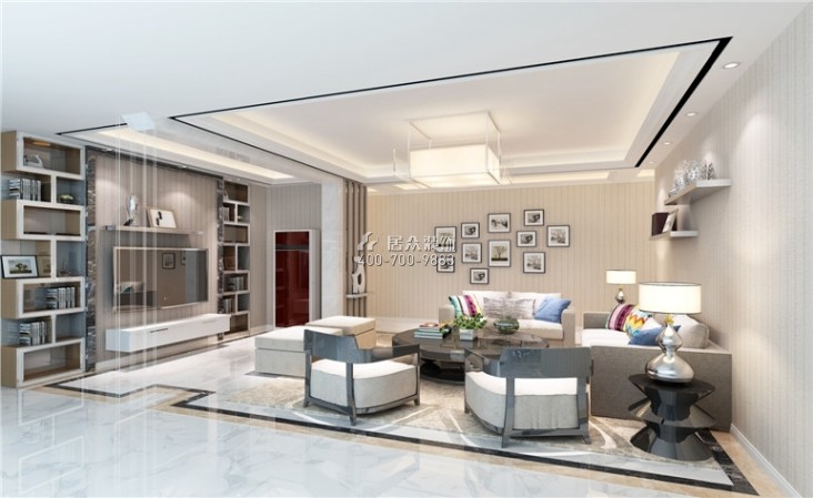 柳浪东苑120平方米现代简约风格平层户型客厅装修效果图