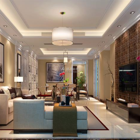 顺江帝景城155平方米中式风格平层户型客厅装修效果图