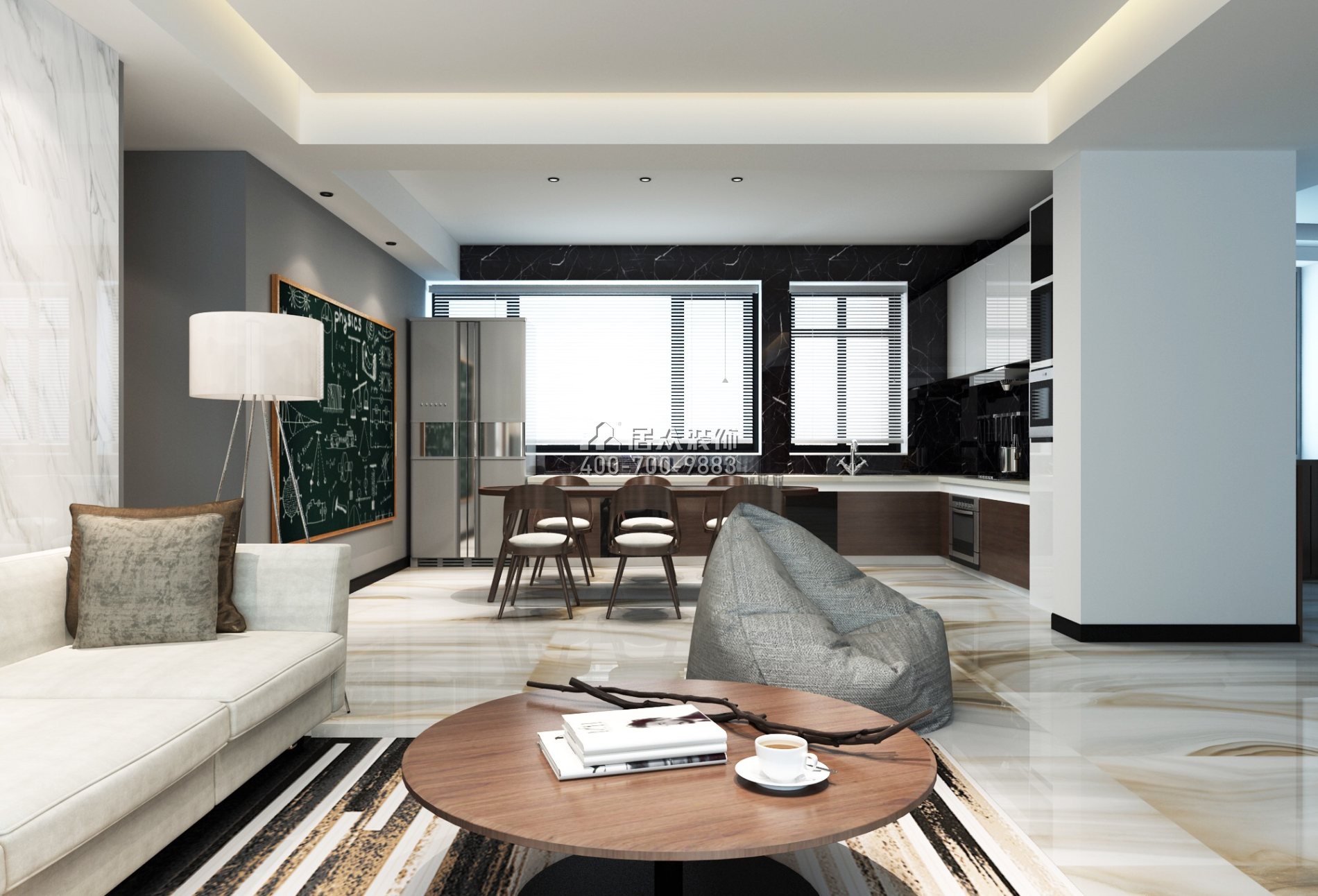 汇景城130平方米现代简约风格平层户型客厅装修效果图