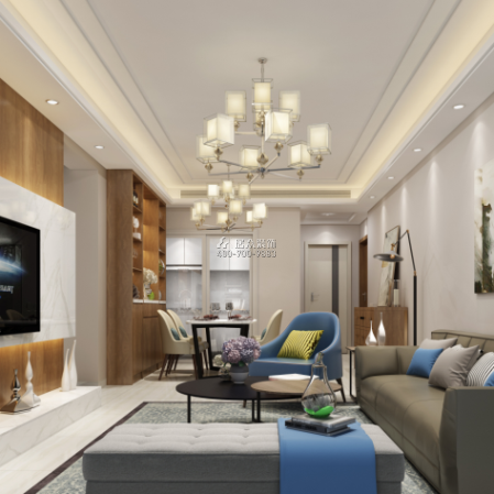 星河银湖谷110平方米现代简约风格平层户型客厅装修效果图